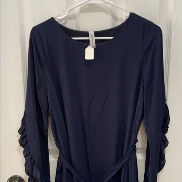 peppermint navy dress mini Ruffle sleeve navy NWT - Picture 5 of 7